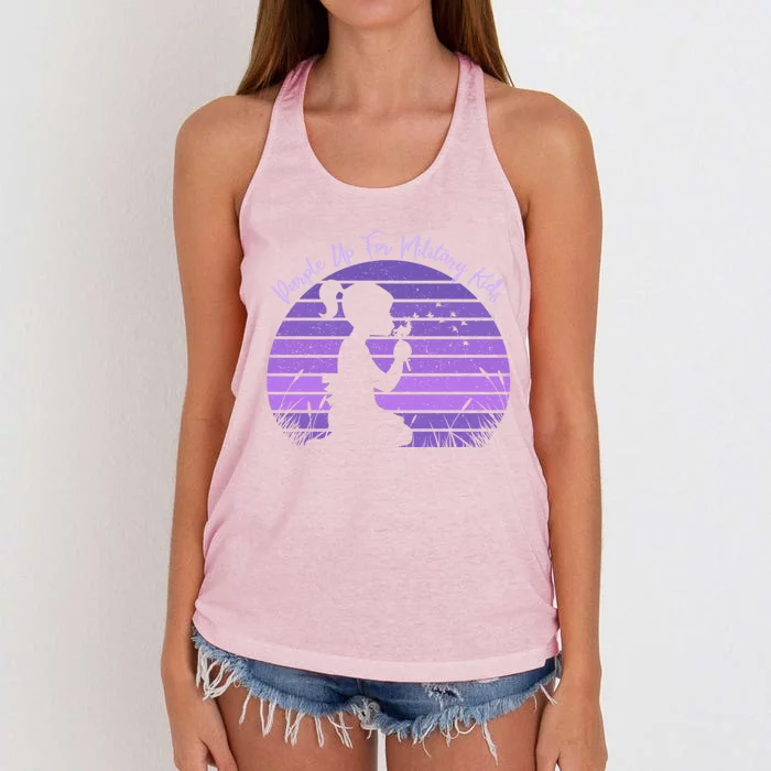 Dandelion Purple Up For Military Month Army Cute Gift Women's Knotted Racerback Tank