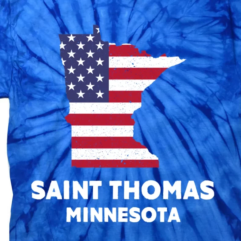 Distressed Patriotic Usa Flag Saint Thomas Minnesota Gift Tie-Dye T-Shirt