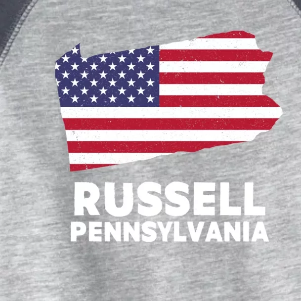 Distressed Patriotic Usa Flag Russell Pennsylvania Gift Toddler Fine Jersey T-Shirt