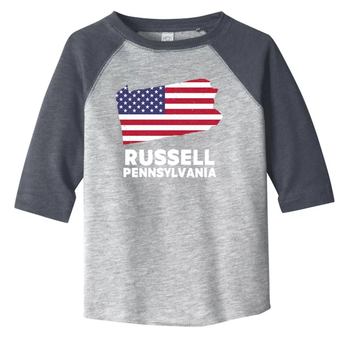 Distressed Patriotic Usa Flag Russell Pennsylvania Gift Toddler Fine Jersey T-Shirt