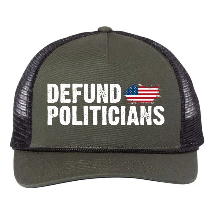 Defund Politicians United States Vintage Flag Retro Rope Trucker Hat Cap