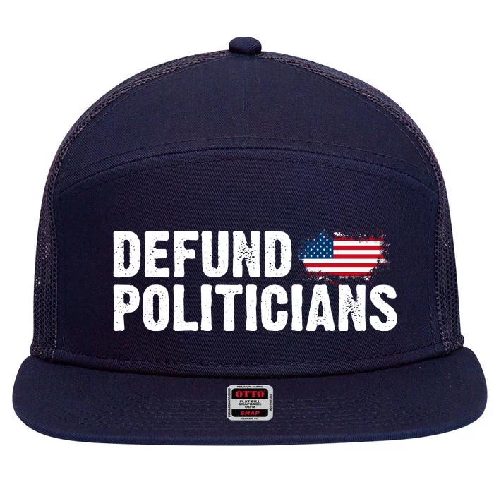 Defund Politicians United States Vintage Flag 7 Panel Mesh Trucker Snapback Hat