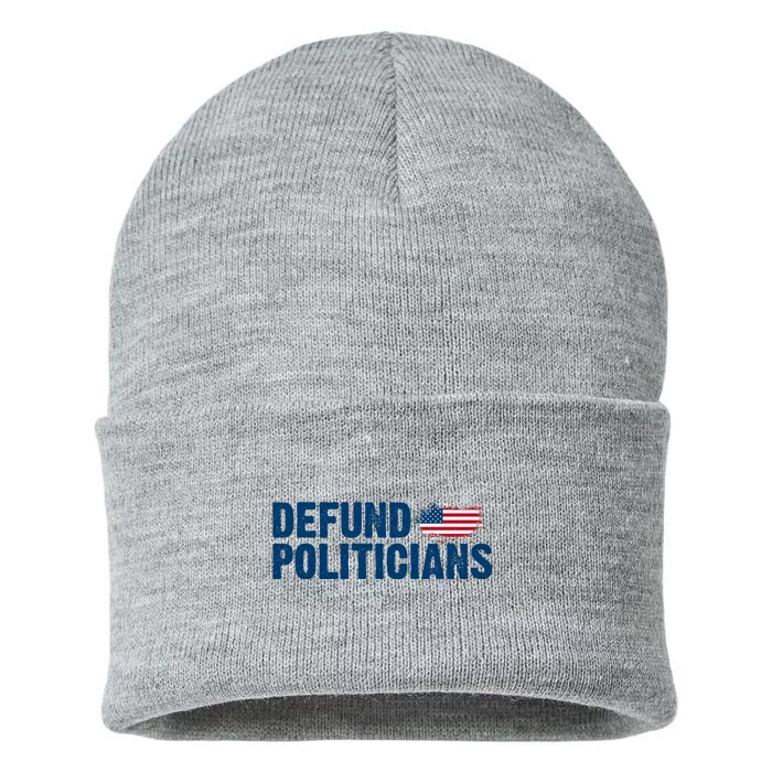 Defund Politicians United States Vintage Flag Sustainable Knit Beanie