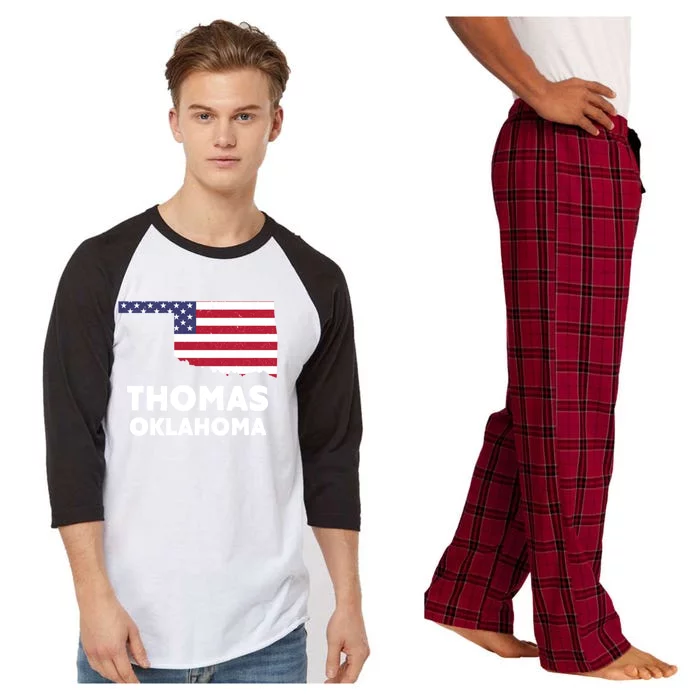 Distressed Patriotic Usa Flag Thomas Ok Cute Gift Raglan Sleeve Pajama Set