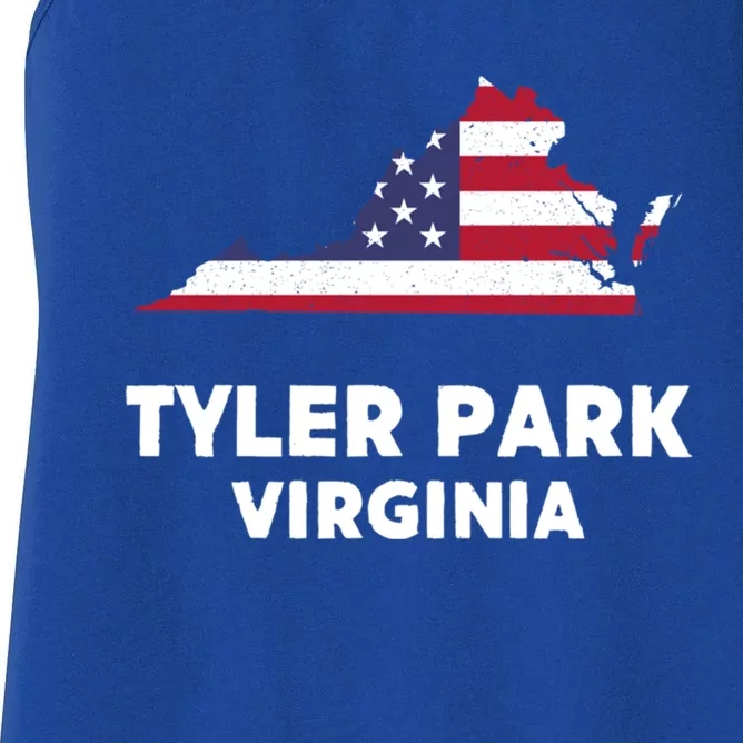 Distressed Patriotic Usa Flag Tyler Park Virginia Gift Women's Racerback Tank