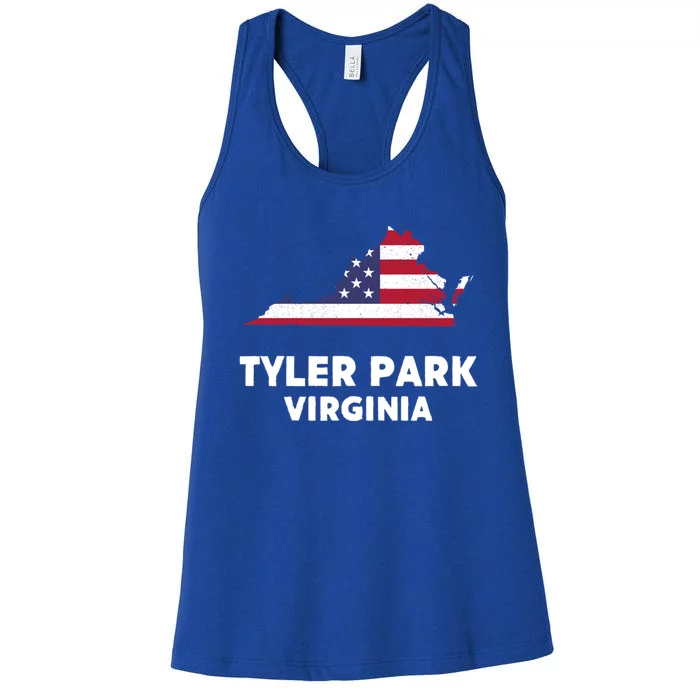 Distressed Patriotic Usa Flag Tyler Park Virginia Gift Women's Racerback Tank