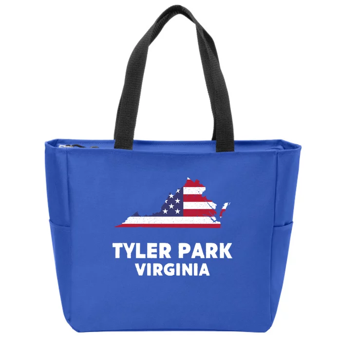 Distressed Patriotic Usa Flag Tyler Park Virginia Gift Zip Tote Bag