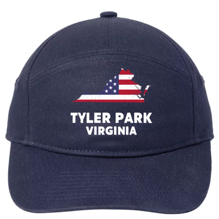 Distressed Patriotic Usa Flag Tyler Park Virginia Gift 7-Panel Snapback Hat