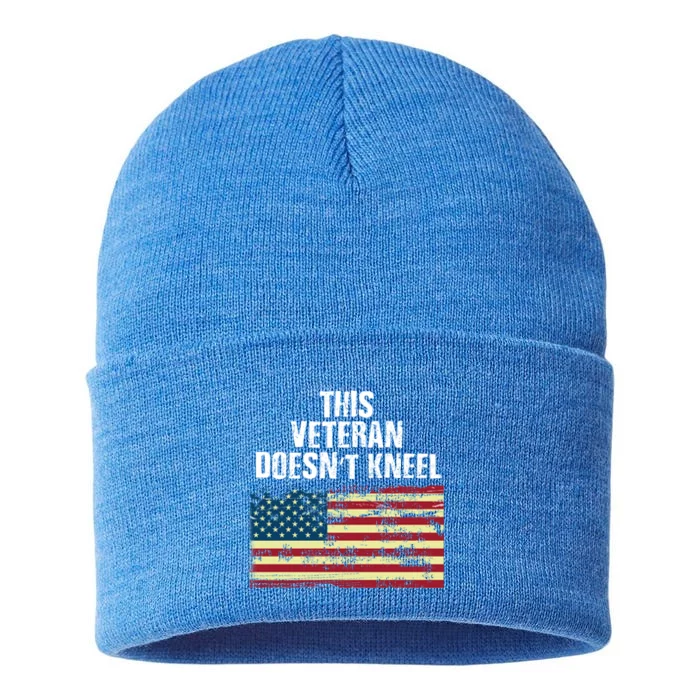 Distressed Patriotic Usa Flag Vintage I Dont Kneel Veteran Gift Sustainable Knit Beanie