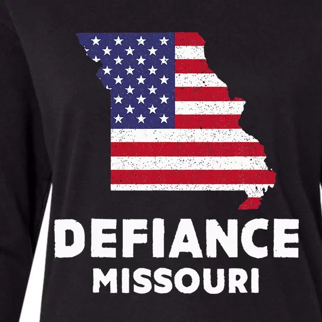 Distressed Patriotic Usa Flag Defiance Missouri Womens Cotton Relaxed Long Sleeve T-Shirt