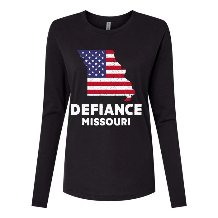 Distressed Patriotic Usa Flag Defiance Missouri Womens Cotton Relaxed Long Sleeve T-Shirt