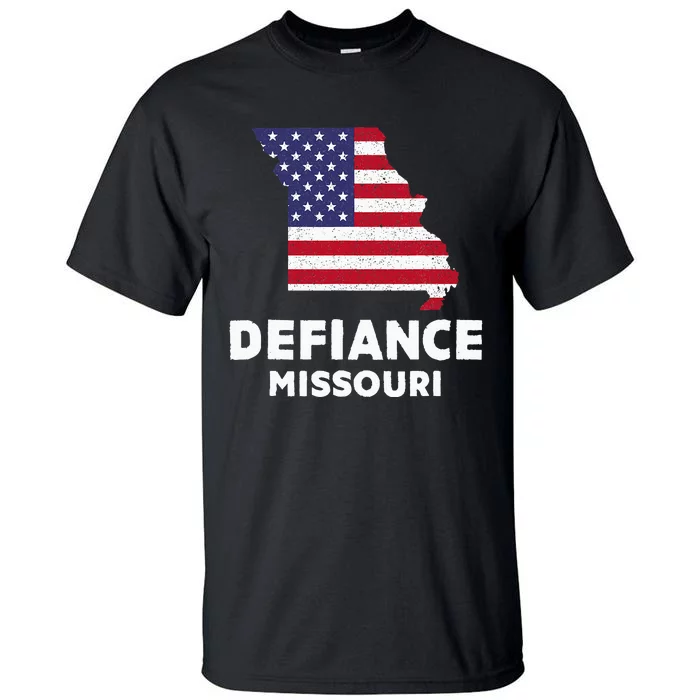 Distressed Patriotic Usa Flag Defiance Missouri Tall T-Shirt