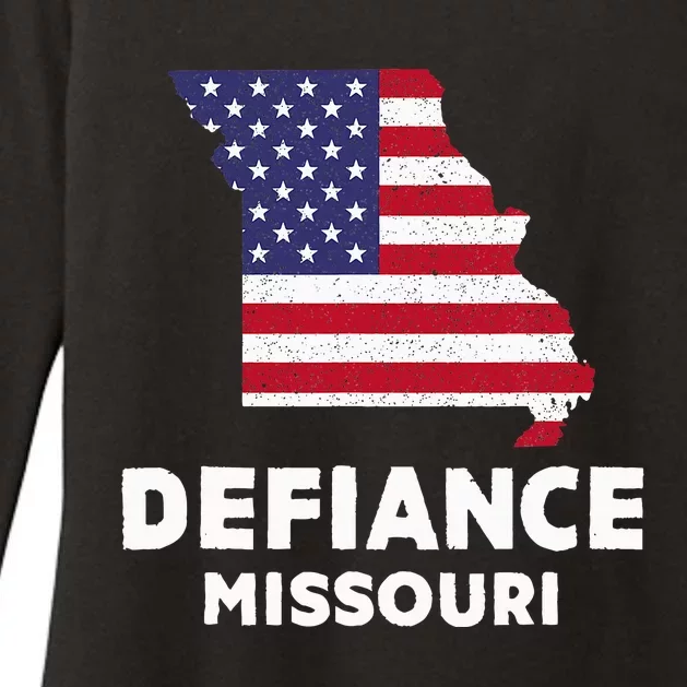 Distressed Patriotic Usa Flag Defiance Missouri Womens CVC Long Sleeve Shirt