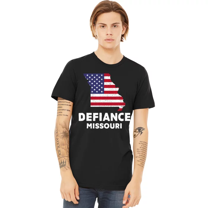 Distressed Patriotic Usa Flag Defiance Missouri Premium T-Shirt