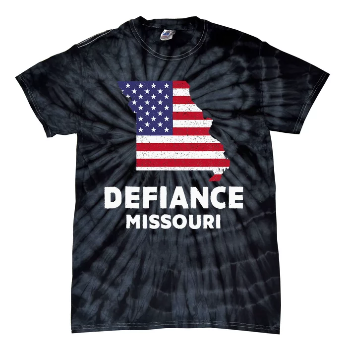 Distressed Patriotic Usa Flag Defiance Missouri Tie-Dye T-Shirt