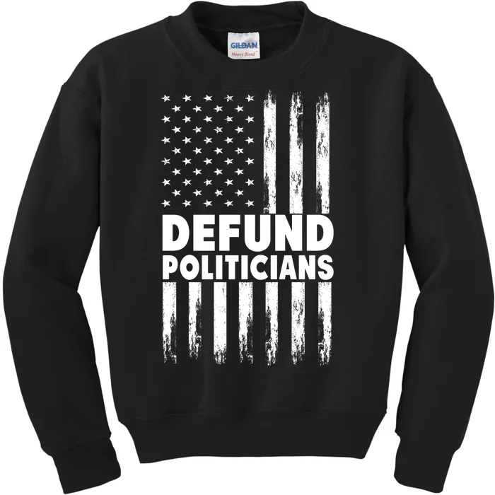 Defund Politicians USA Flag Kids Sweatshirt