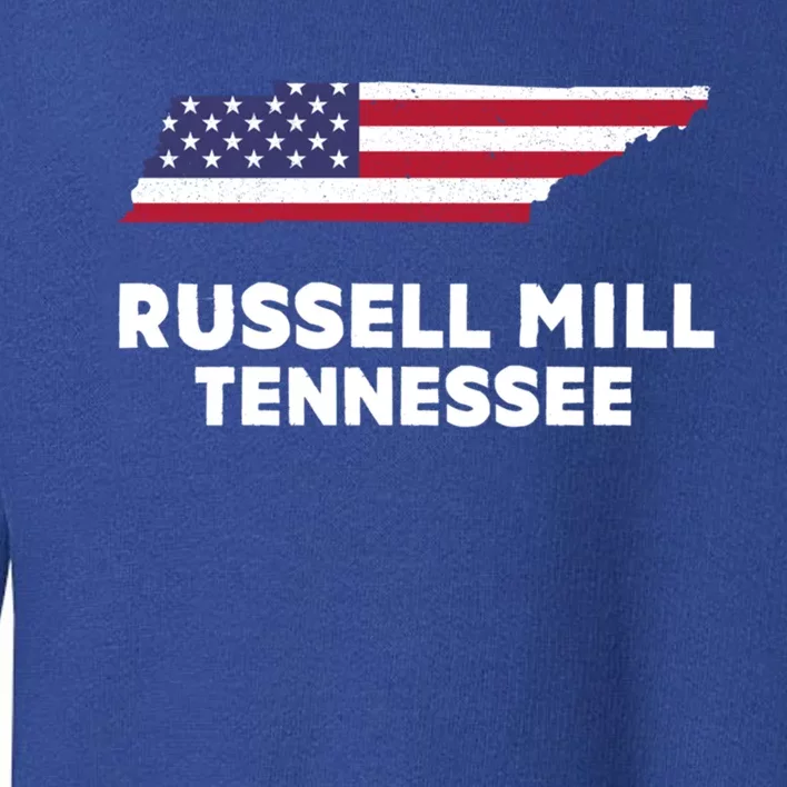 Distressed Patriotic Usa Flag Russell Mill Tennessee Cute Gift Toddler Sweatshirt