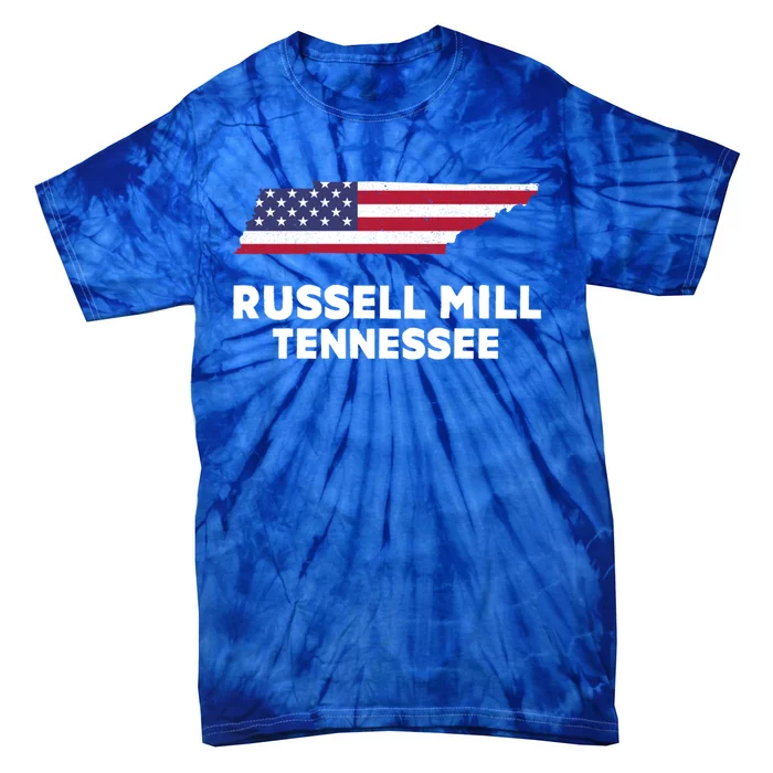 Distressed Patriotic Usa Flag Russell Mill Tennessee Cute Gift Tie-Dye T-Shirt