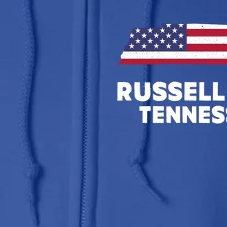 Distressed Patriotic Usa Flag Russell Mill Tennessee Cute Gift Full Zip Hoodie