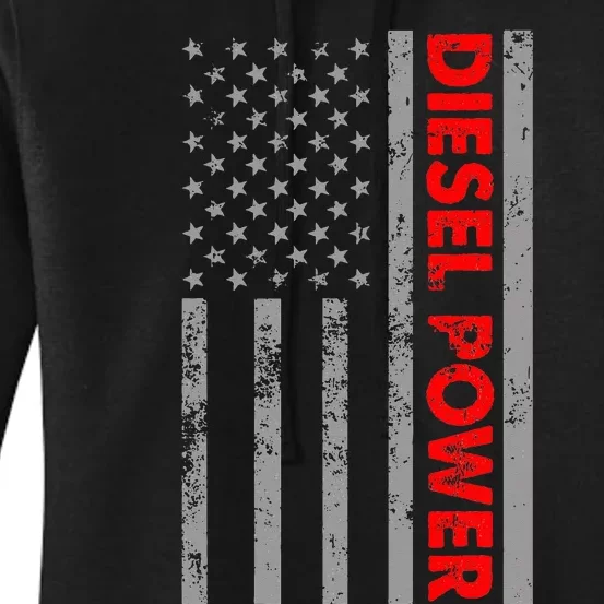 Diesel Power USA Flag Truck Turbo Brothers Mechanic Women's Pullover Hoodie