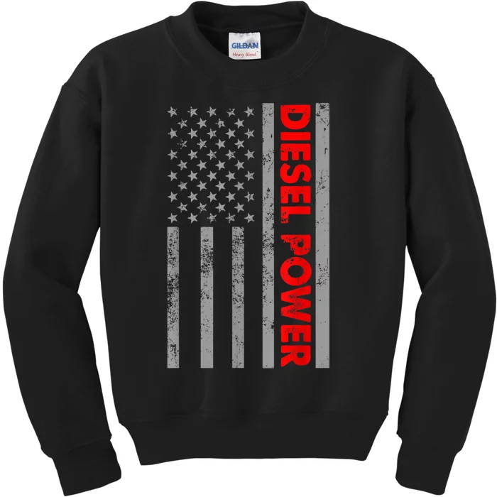 Diesel Power USA Flag Truck Turbo Brothers Mechanic Kids Sweatshirt