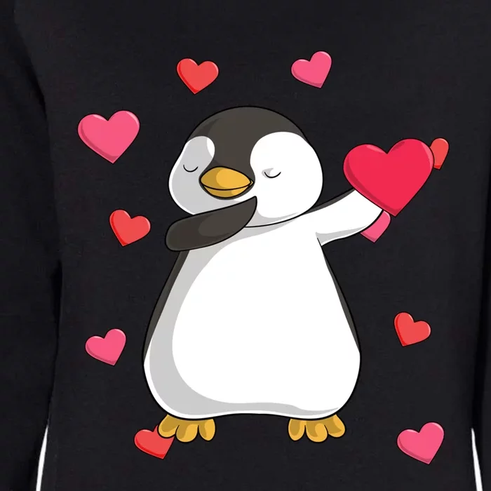 Dabbing Penguin Valentine's Day Love Heart Dance Pose Cute Gift Womens California Wash Sweatshirt