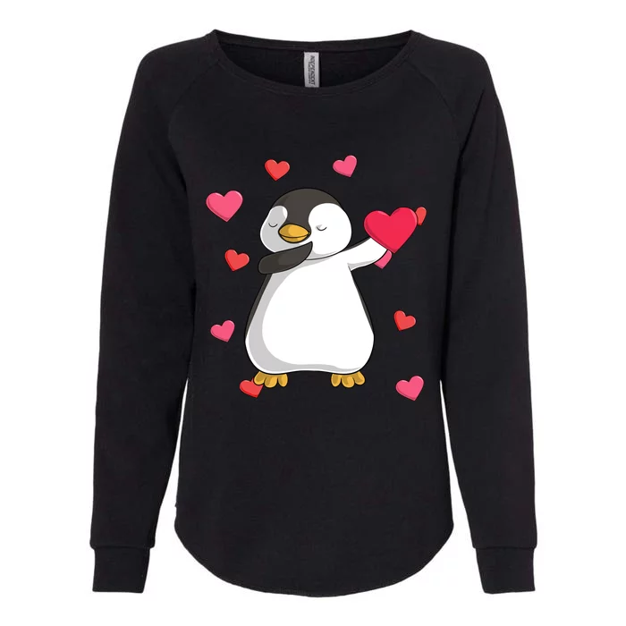 Dabbing Penguin Valentine's Day Love Heart Dance Pose Cute Gift Womens California Wash Sweatshirt