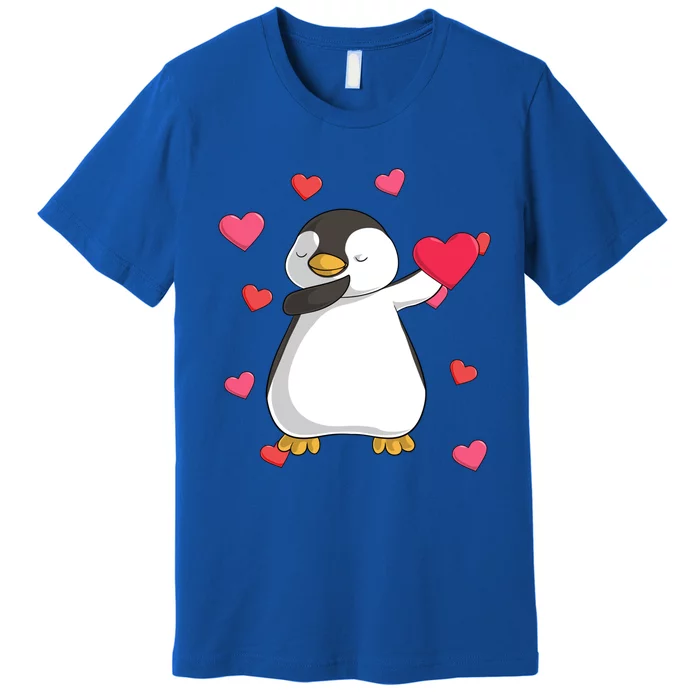 Dabbing Penguin Valentine's Day Love Heart Dance Pose Cute Gift Premium T-Shirt