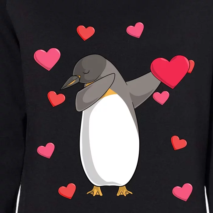 Dabbing Penguin Valentine's Day Love Heart Dance Pose Cute Gift Womens California Wash Sweatshirt