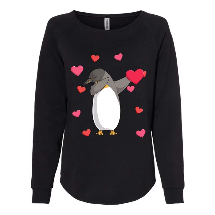 Dabbing Penguin Valentine's Day Love Heart Dance Pose Cute Gift Womens California Wash Sweatshirt