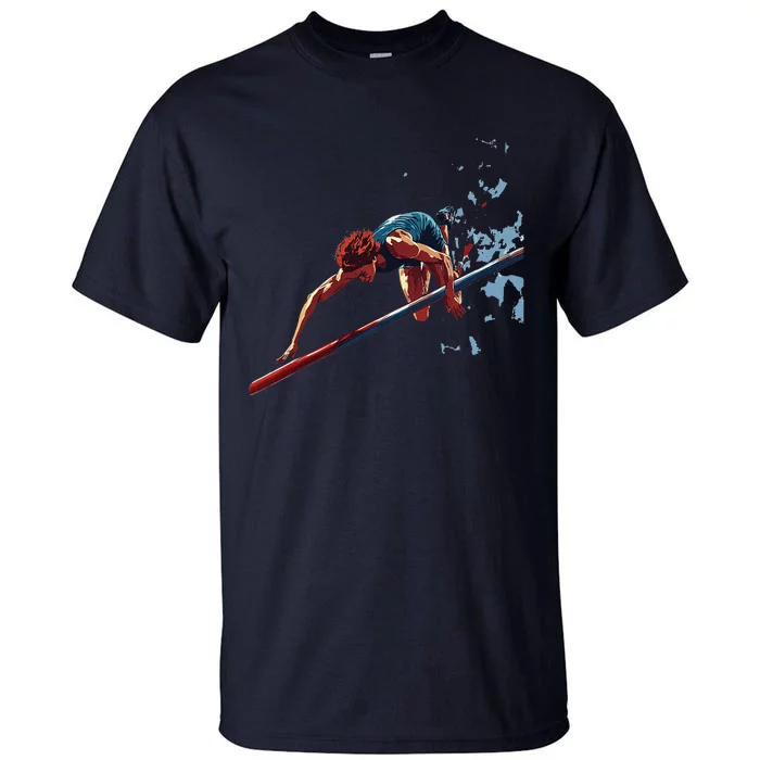 Dynamic Pole Vaulter Sports Illustration Tall T-Shirt