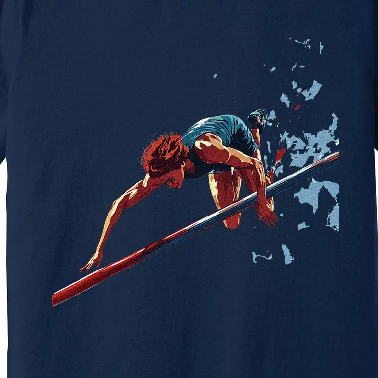 Dynamic Pole Vaulter Sports Illustration Premium T-Shirt