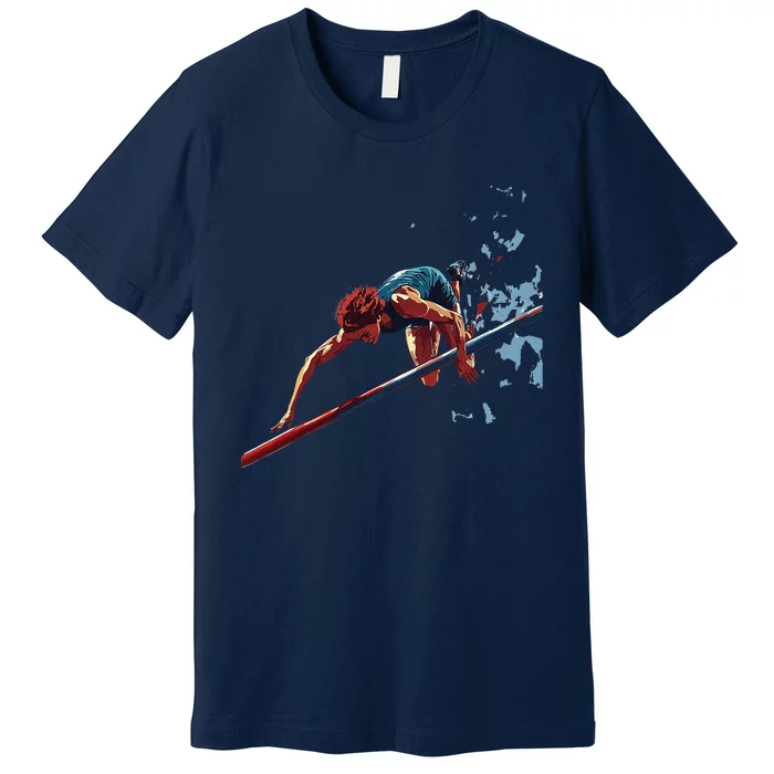 Dynamic Pole Vaulter Sports Illustration Premium T-Shirt