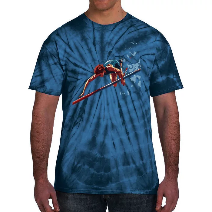 Dynamic Pole Vaulter Sports Illustration Tie-Dye T-Shirt