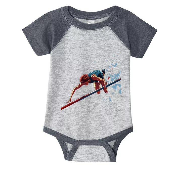 Dynamic Pole Vaulter Sports Illustration Infant Baby Jersey Bodysuit