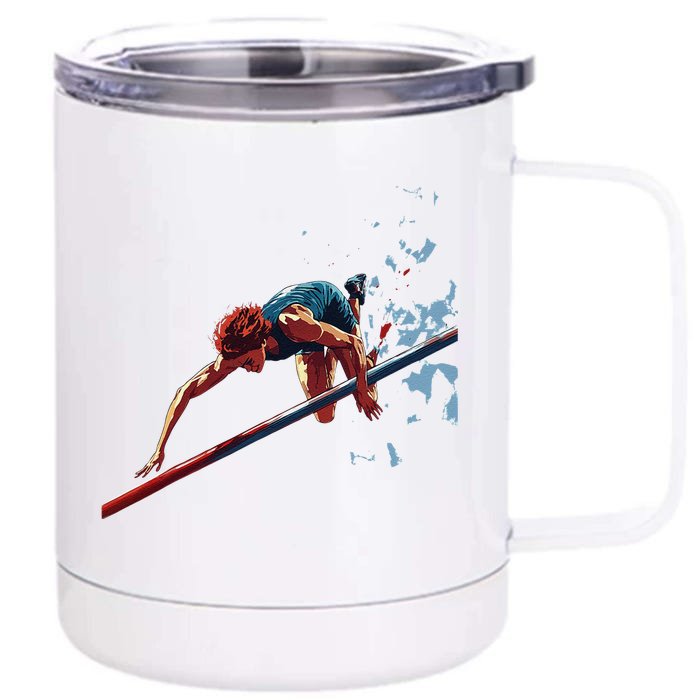 Dynamic Pole Vaulter Sports Illustration Front & Back 12oz Stainless Steel Tumbler Cup