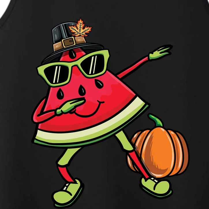 Dabbing Pilgrim Watermelon Thanksgiving Cool Gift Performance Tank