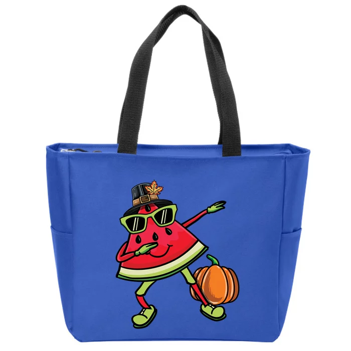 Dabbing Pilgrim Watermelon Thanksgiving Cool Gift Zip Tote Bag