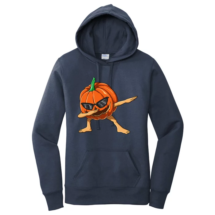 Dabbing Pumpkin With Glasses Halloween Pumpkin Dabbing Dab Gift Women's Pullover Hoodie