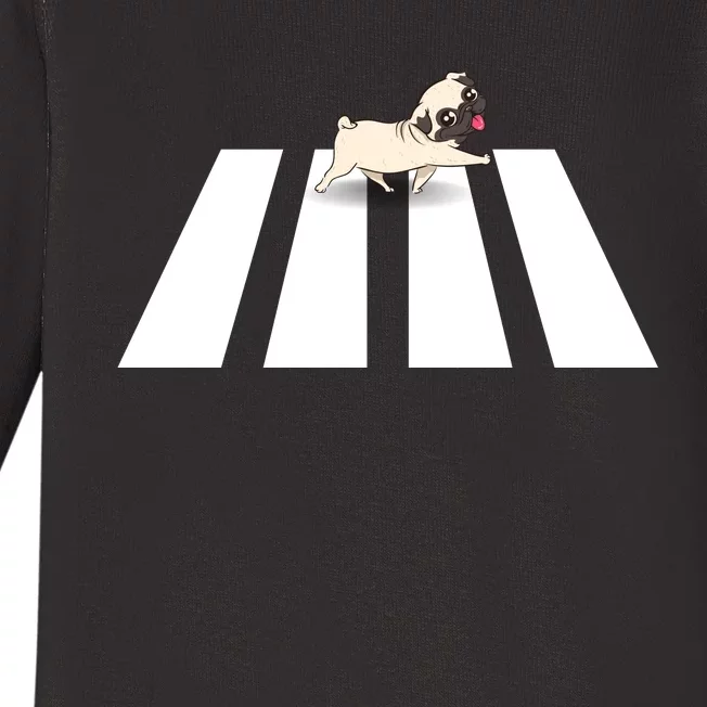 Dog Pug Walk Over Crosswalk Baby Long Sleeve Bodysuit