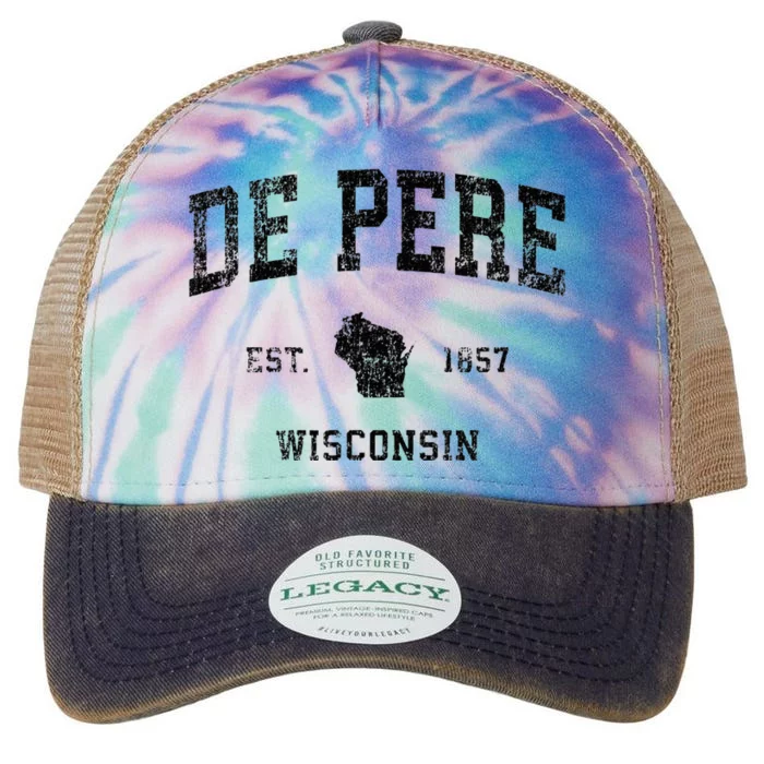 De Pere Wisconsin Wi Vintage Sports Design Legacy Tie Dye Trucker Hat