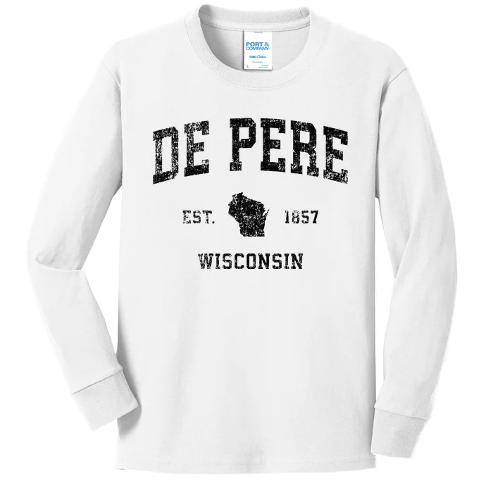 De Pere Wisconsin Wi Vintage Sports Design Kids Long Sleeve Shirt