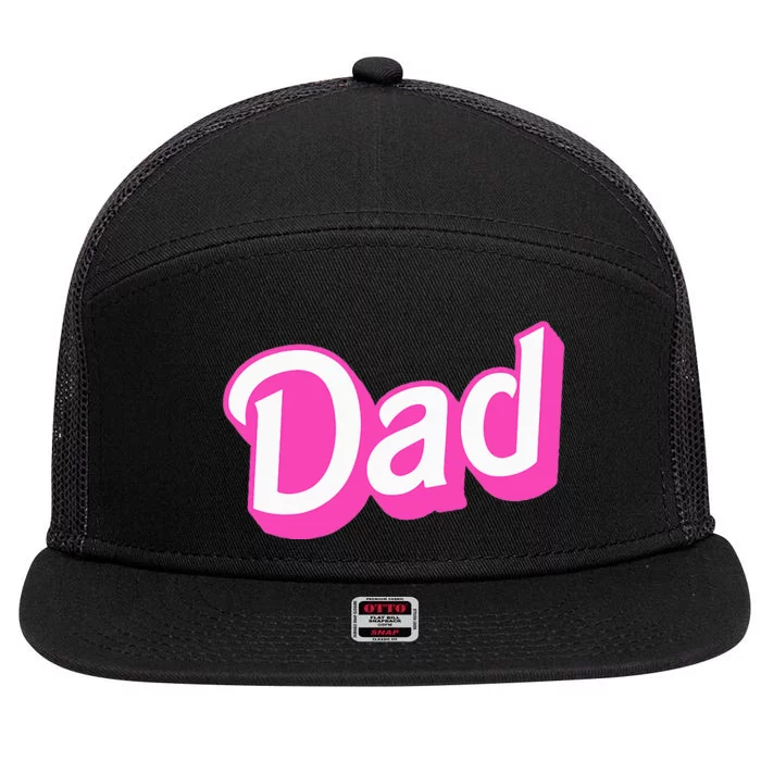 Dad Pink & White Overlapping Font Halloween 7 Panel Mesh Trucker Snapback Hat