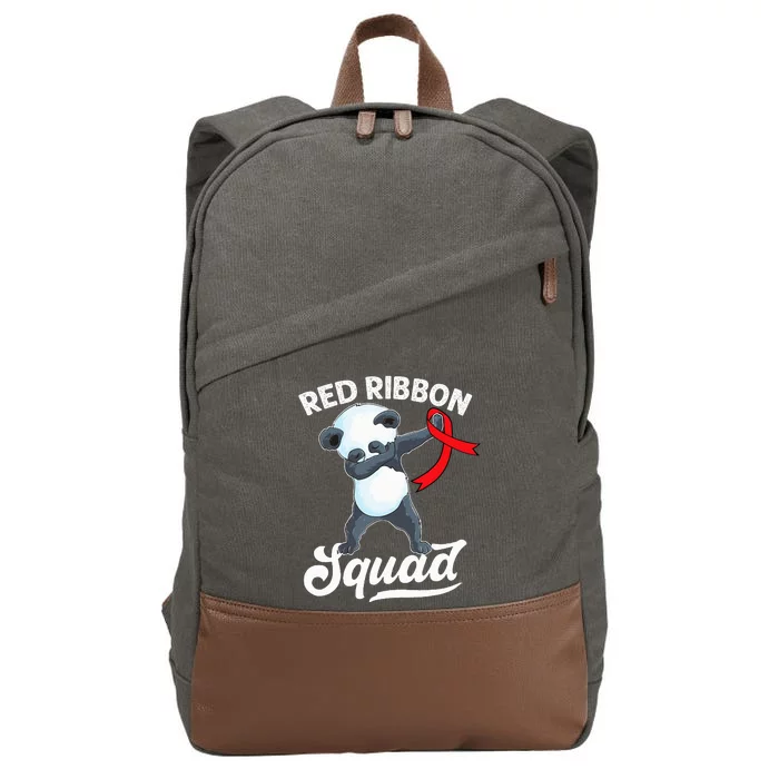 Dabbing Panda We Wear Red For Red Ribbon Week Awareness Cotton Canvas Backpack