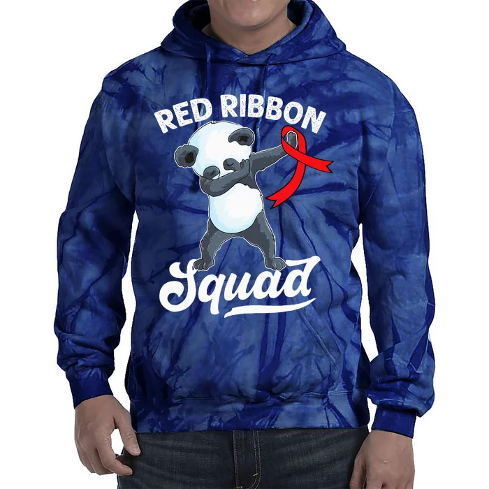 Dabbing Panda We Wear Red For Red Ribbon Week Awareness Tie Dye Hoodie