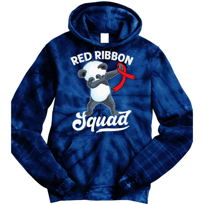 Dabbing Panda We Wear Red For Red Ribbon Week Awareness Tie Dye Hoodie