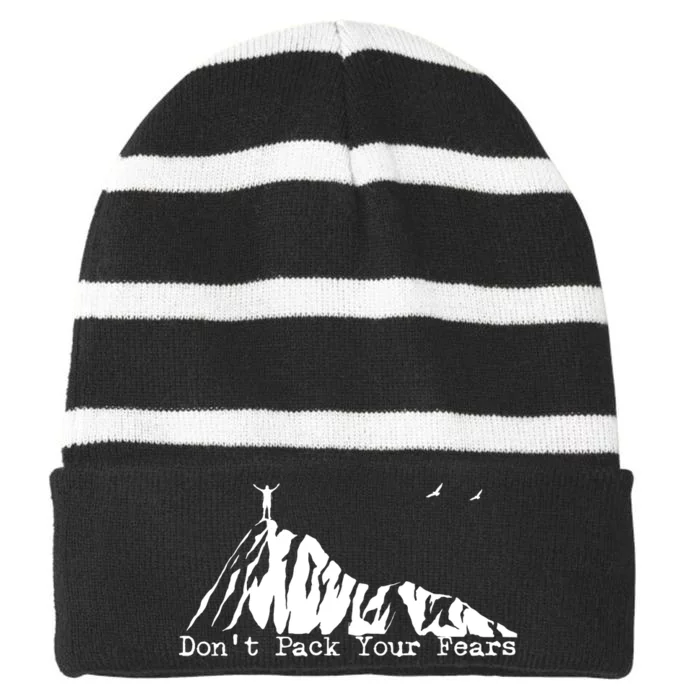 Don't Pack Your Fears Ultralight Hiking Backpacking Hiker Striped Beanie with Solid Band