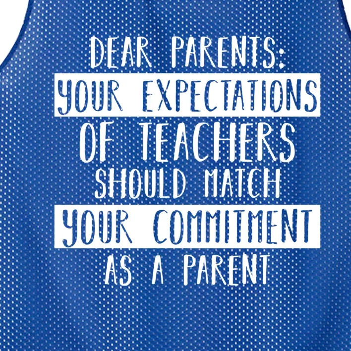 Dear Parent Your Expectations Teacher Gift Back To School Gift Mesh Reversible Basketball Jersey Tank