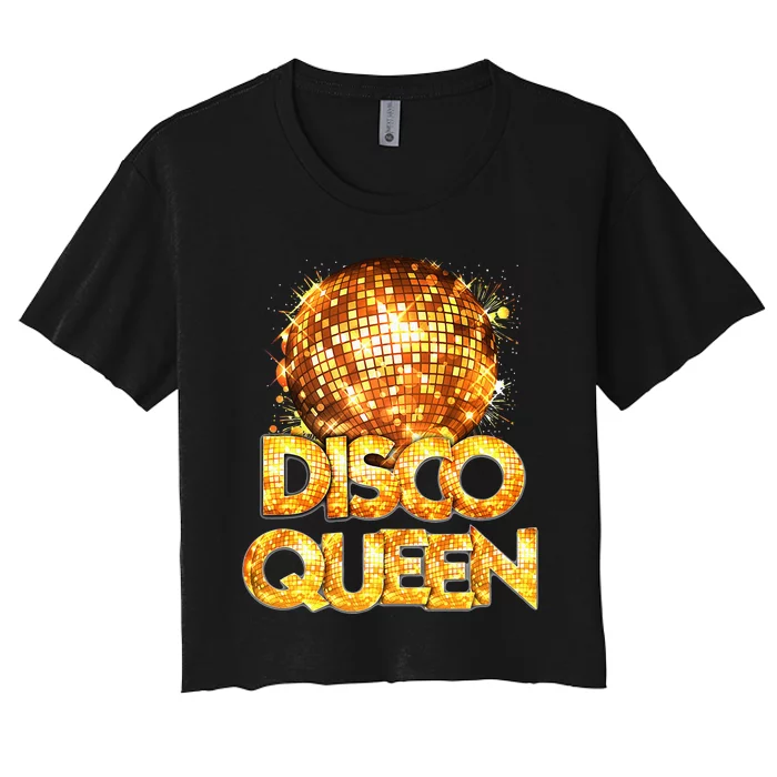 Disco Queen 70s Themed Vintage Disco Fever Costume Women's Crop Top Tee