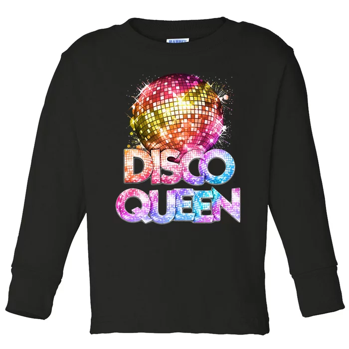 Disco Queen  70s Disco Themed Vintage Seventies Costume Toddler Long Sleeve Shirt